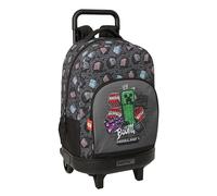 Minecraft Graffiti Großer Rucksack mit Rädern, kompakt, abnehmbar, ideal für Kinder verschiedener Altersgruppen, bequem und vielseitig, Qualität und Widerstandsfähigkeit, 33 x 22 x 45 cm