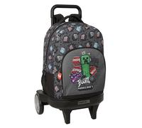 Minecraft Graffiti Großer Rucksack mit Rädern, kompakt, abnehmbar, ideal für Kinder verschiedener Altersgruppen, bequem und vielseitig, Qualität und Widerstandsfähigkeit, 33 x 22 x 45 cm