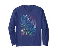 Minecraft Group Shot Rainbow Collage Langarmshirt, Unisex für Erwachsene, Marineblau, XL