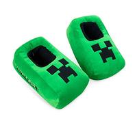 Minecraft Hausschuhe Junge, kuschelige Hausschuhe Kinder, Gamer Geschenke für Jungs (Grün/Schwarz, 33.5/35 EU)