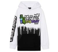 Minecraft Hoodie Kinder Kapuzenpullover Jungen und Mädchen Teenager (13-14 Jahre, Weiß/Schwarz)