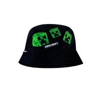 Minecraft Hut | Reversible Fischerhut Für Jungen | Creeper Gaming Hut | Offizielles Gamer-Merchandise | Schwarz | One Size