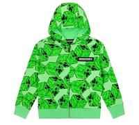 Minecraft Jacke Sweatjacke mit Kapuze Creeper Kapuzenpullover Hoody (DE/NL/SE/PL, Numerisch, 140, Regular, Hellgrün)