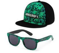 Minecraft Jungen Baseballkappe und Sonnenbrille Set - Kinder Creeper Hut mit 100% UV-Schutz Schattierungen - Offiziell lizenziertes Gaming-Zubehör - Verstellbare Kappe für Outdoor, Reisen & Sommer