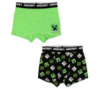 Minecraft Jungen Creeper Boxershorts Unterhose 2er Set (DE/NL/SE/PL, Numerisch, 134, Regular, Hellgrün)