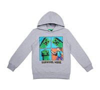 Minecraft Jungen Creeper Hoodie Kapazenpullover (Grau 3, 152)