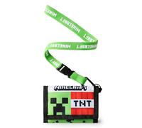 Minecraft Jungen Geldbörse mit Band | Grüne Dreifach Faltbare Geldbörse mit TNT-Block & Creeper-Charakter-Gesichtsprint für Kinder | Kinder Geld- & Kartenhalter Logo-Band