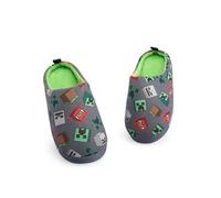 Minecraft Jungen Graue Slip-On Loafer Hausschuhe | Charakter All-over Print Design | Bequeme Gaming Themen Hausschuhe für Kinder | Einfache Slip-On Hausschuhe