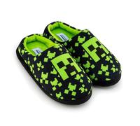 Minecraft Jungen Hausschuhe Gemütliche Hallenschuhe mit Creeper Design Rutschfeste Kinder Hausschuhe Gaming Merchandise, Schwarz , 28/30 EU