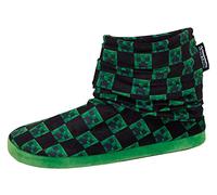 Minecraft Jungen Hausschuhstiefel Kinder Creeper Gamer Fleecegefütterte Hausschuhe für Gamer Schwarz/Grün 6 UK