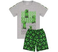 Minecraft Jungen Kurzarm Pyjama Set - T-Shirt & Shorts Schlafanzug für Kinder