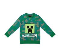 Minecraft Jungen Pullover, Strickpullover, Pulli mit Creeper Design, Größen 116, 128, 134, 140, 152, grau und grün (DE/NL/SE/PL, Numerisch, 134, Regular, Grün)