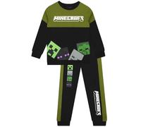 Minecraft Jungen Pullover und Jogginghose Jungen, Zweiteiler Kinderkleidung mit Creeper und Skeleton, Gaming Outfit Set, Schwarz 140