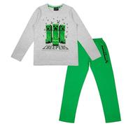 Minecraft Jungen Pyjama Schlafanzug lang (152, Grau 2)