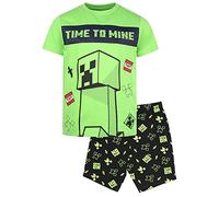 Minecraft - Jungen Pyjamas - Kurzarm Pyjama Set - Jungen grün Pyjs Creeper, Enderman und Zombie Kleidung - Alter 9-10 Jahre