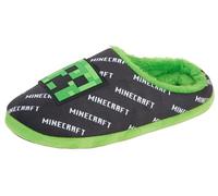 Minecraft Jungen Schlafschuhe für Kinder Creeper Gaming Offene Fersen Mules zum Hineinschlüpfen Schwarz 11 UK Kind