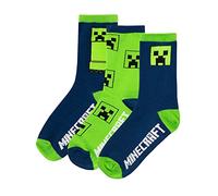 Minecraft Jungen Socken Packung mit 3 Creeper Mehrfarbig 24-26