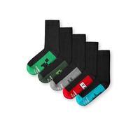 Minecraft Jungen Socken Set von 5 | Kinder Zurück zur Schule Wadenhohe Socken mit Creeper, Diamantschwert und TNT Print in Schwarz | Kinder 5er Pack Socken für Gamer