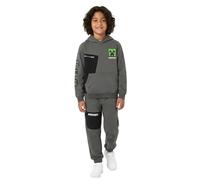 Minecraft Jungen Trainingsanzug - Offizielles Kinder Hoodie & Jogger Set, Grau Creeper Cotton Gaming Trainingsanzug (10-11)