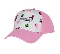 Minecraft Kappe für Jugendliche, schwimmend, mit Herzen, Schweinegesicht, Pink Snapback, OSFM, Pink, Einheitsgröße