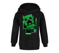 Minecraft Kapuzenpullover für Jungen Sprites und Creeper Motiv Optionen | Schwarzer Grafik Hoodie für Kinder und Jugendliche | Steve, Skelett, Zombie | Pullover mit Videospiel-Bösewichten