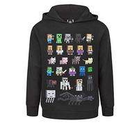 Minecraft Kapuzenpullover für Jungen Sprites und Creeper Motiv Optionen | Schwarzer Grafik Hoodie für Kinder und Jugendliche | Steve, Skelett, Zombie Black Sprites 5-6 Jahre