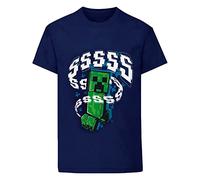 Minecraft Kids - Creeper Unisex T-Shirt dunkelblau 104 100% Baumwolle Fan-Merch, Gaming