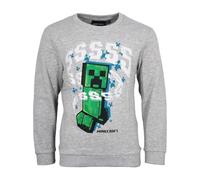 Minecraft Kinder Pulli - Creeper Sweater Jungen - Gamer Pullover Langarm Grau - Größen 128-140 - 95% Baumwolle 5% Viskose, Farbe: Grau, Bekleidungsgröße: 152