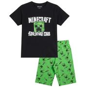 Minecraft Kinder Pyjama kurzer Schlafanzug Creeper Design Comfort Fit Größe 116 bis 152 (DE/NL/SE/PL, Numerisch, 116, Regular, Schwarz-Grün)