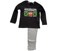 Minecraft Kinder Pyjama Langer Schlafanzug für Jungen + Mädchen 6 Jahre Größen 116 cm Schwarz - Grau
