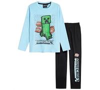 Minecraft Kinder Pyjama Langer Schlafanzug für Jungen + Mädchen 9 Jahre Größen 134 cm Sky hellblau