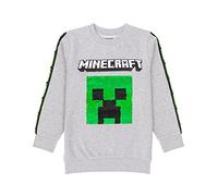 Minecraft Kinder Sweatshirt Pailletten Creeper TNT Grey Gamer Jumper Hoodie 7-8 Jahre