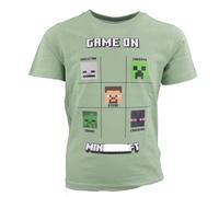Minecraft Kinder T-Shirt Jungen Kurzarm 100% Baumwolle - Creeper, Alex & Steve Motive - Gamer Shirt 116-152, Muster: Steve-Grün, Bekleidungsgröße: 116