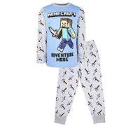 Minecraft - Langarm-Pyjama-Set Jungen Pyjamas - 100% Baumwolle - Jungen Pyjs - Steve Adventure Mode Pyjama-Set Kleidung - Alter 9-10 Jahre