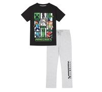 Minecraft Langes Gaming-Pyjama-Set für Jungen und Mädchen, Schwarz , 11-12 Years