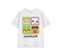 Minecraft Mädchen-Grafik-T-Shirt | Weißes mehrfarbiges Steve Alex Creeper Enderman Hemd | Klassisches Spielthema Top | Lässiges Gaming-T-Shirt zum Überziehen mit Rundhalsausschnitt und kurzen Ärmeln