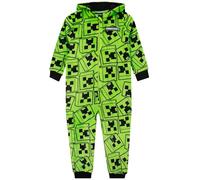 Minecraft Onesie Jungen Creeper, Schlafoverall Kinder, Onesie Kinder Kuschelig, Creeper Fleece Jumpsuit Jungen Mit Kapuze, Grün 158