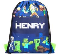 Minecraft - Personalisierte Beutel mit Kordelzug - toller Schulranzen und Turnbeutel für Kinder - offizieller Merchandise-Artikel - personalisierte Turnbeutel Fanatiker - Tnt/Creeper World, dunkelblau