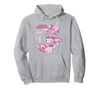Minecraft Pink Axolotl Pond Pullover Hoodie, Unisex für Erwachsene, Grau Meliert, S