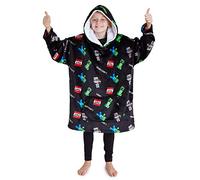 Minecraft Pullover Jungen Decke mit Ärmeln, Oversized Hoodie Decke zum Anziehen, Creeper Geschenke für Kinder und Teenager (Schwarz)