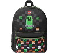 Minecraft Rucksack Jungen 46x32x16cm, Verstellbarer Reisetasche für Schule und Reise, Gepolsterte Schulrucksack mit Netztasche, Gaming Geschenke für Kinder (Schwarz)