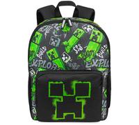 Minecraft Rucksack Kinder Jungen Kinderrucksack Creeper Freizeitrucksack mit Reißverschluss-Fächern für Schulrucksack Schule Sport Alltag (Schwarz)