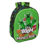 Minecraft Schulrucksack mit 3D-Design, ideal für Kinder verschiedener Altersgruppen, bequem und vielseitig, Qualität und Widerstandsfähigkeit, 27 x 10 x 33 cm