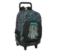 Minecraft Screen Großer Rucksack mit Rädern, kompakt, abnehmbar, ideal für Kinder verschiedener Altersgruppen, bequem und vielseitig, Qualität und Widerstandsfähigkeit, 33 x 22 x 45 cm