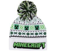 Minecraft Ski Pom Mütze schwarz grün weiß