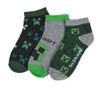 Minecraft Socken Sneaker Strümpfe Creeper Design 3 Paar (DE/NL/SE/PL, Numerisch, 27, 30, Regular, Grün)