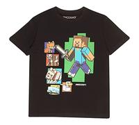 Minecraft Steve and Friends T Shirt, Kinder, 116-182, Schwarz, Offizielle Handelsware