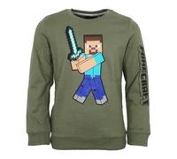 Minecraft Steve Kinder Pullover - Gamer Sweater für Jungen - Grün - Größen 116 bis 152 - Baumwolle & Polyester, Farbe: Grün, Bekleidungsgröße: 128