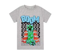 Minecraft T-Shirt Jungen aufgeladene Kriechpflanze Kurzarm Graue Top-Ware 11-12 Jahre