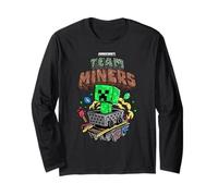 Minecraft Team Miners Creeper Riding Minecart Redstone Torch Langarmshirt